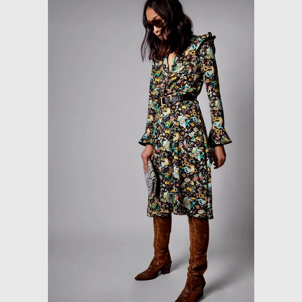 Zadig & Voltaire Rosier Circus Print Dress Midi Multi XS - Picture 4 of 16